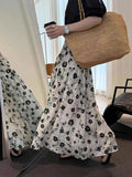 High-Waisted Floral Half-Dress Station 2025 Summer New Chic Korean Loose High-Waist Leisure Long Skirt