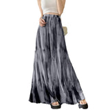 Vintage Tie-Dye Dress Women's Spring And Summer Holiday Wind High Waist Thin A Skirt Hanging Long Skirt Small Big Swing Skirt