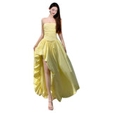 2025 Summer Bra Open Fork With Solid Color Temperament Fashion Dress Skirt Skirt High Waist