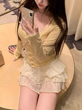 Softeur Base Two-Piece Set Knitted Open-Shirt Sling / Broken Flower Half-Body Skirt