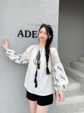 Spring And Autumn 2025 Retro National Lantern Long-Sleeved V-Neck Loose Embroidery Jacket Female Gas Top