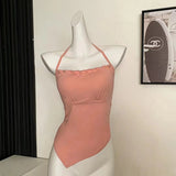 700# People Cotton Babes High-End Wooden Ear Design Hanging Neck On The Back Of The Woman With Breast Pad Lazy Sling Vest