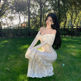 French Pure Lust Lace Thighs Sleeves Shoulder Bra Light Luxury Emptiness High-End Feel Dress Dress