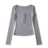Sweet Hottie Tight Casual Elastic Knitting Collar Long-Sleeved T-Shirt Women's Autumn And Winter Plus Velvet Six Buckle Tops