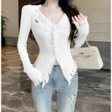 Pure Lusty Design Hairy V-Neck Sweater Women's Autumn And Winter New Slim Thin Niche Cardigan Top