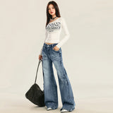 24Th Ootd! Rated Level | Heavy Craft Cat Wash Jeans Drag Floor Loose Straight Trousers