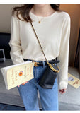 White Knitted Women's Spring And Autumn Bottoming Suit With A New Thin Top In The Early Autumn Of 2025 Autumn And Winter Sweater