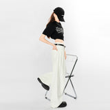 Mali Spring And Autumn 2025 New High Waist Open Bags Of Flided Design Loose Broad Legged Trousers