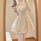 Gentle Floral Sling Skirt French Retro Waist Repair New Square Dress This Year Popular Sweet Women's Clothing