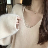 Lace Love Words High-Tight Water Velvet Set Sweet Lazy Hooded Knitwear
