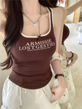 746# People Cotton Retro Babes Letter Print Personality Sling Belt Wearing Sling Vest Women Inside The Blouse Tide