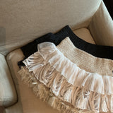 Korean Sweet Girl Splicing Mesh Yarn Lace Cake Short Dress Girl Tight Waist Set Thin Dress 2 Colors
