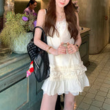 Buffali Dream Two-Color Lace Dress Women's Summer V-Neck Sleeveless Vest Skirt Skirt