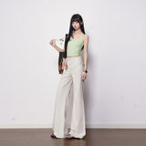 Light Gray Lazy Wind High-Waist High-Waist Elastic Micro-Tpeaker Jeans Women 2026 Spring New Thin Temperament Trumpet Trousers