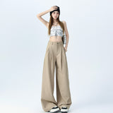 2026 Autumn Languid Wind Wide Leg Pants Women Loose Fall Feeling Folding Casual Straight Trousers Women