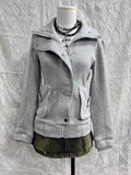 Vintage Gray Edit Lady Vintage Niche Design High-End Fashion Clad T-Win Winter New