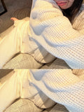 Waffle Knitted Blouse Female Full Zipper Hoodie Languized Retro Casual Outer Coat