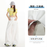 1114 Design Sense Retro Hottie Scissors Trousers Set Thin Multi-Pocket Broad-Legged Workwear Casual Pants Regular