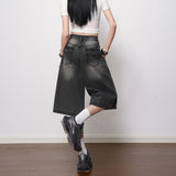 Light Blue High-Rise Clip Pocket Design Jeans Women 2026 Spring And Summer New Loose Casual Seven-Point Pants