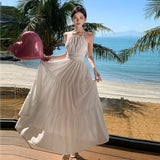 2026 New Sanya Yunnan Seaside Vacation Lace Lace Hanging Neck With Long Dress