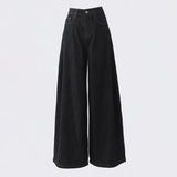 YC&2 Color Retro High-Waisted Broad Leg Pants Dredging Straight Jeans Women & Trousers Lengthened