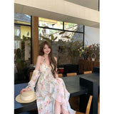 Seaside Holiday Wind Super Nice Irregular Sling Beach Dress Unique Beautiful Floral Dress 26 Spring