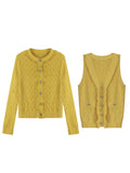 Early Autumn Sweet Lemon Jennie The Same Money Yellow Knitting Vest + Open Shirt White Suit Woman
