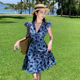 2025 French Niche Design Sense Small Zou Daisiness Flower Hollow Waist Thin Dress Woman