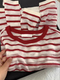 CHAO Class Recommendation!¾Þ Good To Wear White ~ Skin-To-Skin Breathable Linen Striped T-Shirt Women's Sunscreen Shirt
