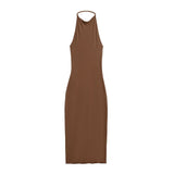Kardashian's Same Niche Cloudy Fabric Hanging Neck Sexy Sleeveless Long Dress Body-Body-To-Scave Dress