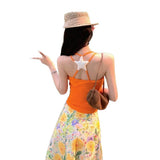 Yunnan Thailand Seaside Wearing A Holiday Suit Female Pure Desire Hottie Sling Vest Top High Waist Broken Flower Skirt