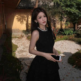Beautiful Hot Girl Waist Dress Women's Dress French Temperament Small Black Dress Birthday Dress Skirt Short Skirt