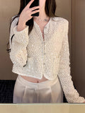 White Transparent Glid Blouse Small Incense Blouse Thin Breathable Short Cardigan