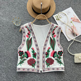 Vintage National Style Outside The Shirt Of Women's Thin Heavy Industry Embroidery Small Group Embroidery Full Of Short Vest Tops