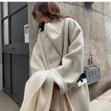 Light Gray Hair Coat Woman 2025 Autumn And Winter New Long Loose Temperament Korean Version Of The Coat Woman