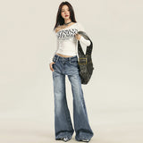 24Th Ootd! Rated Level | Heavy Craft Cat Wash Jeans Drag Floor Loose Straight Trousers