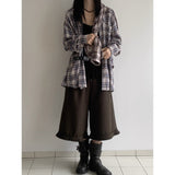 Autumn And Winter Hairs, Thick Broad Leg Pants Retro Lace Folding Loose Solid 7 Trousers Girl Pants 2 Colors