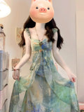 Linxia 2025 Spring And Summer New Design Feel Holiday Style Print Bohemian Fairy Dress