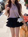 Miu Is A Good Card, The Little Ma's Hair Summer Knitted Doll Collar Short-Sleeved Shirt Woman