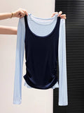 Small Unique Impact Color Two Sets Of Long-Sleeved T-Shirt Women Early Autumn New Thin Collection Waist Thin Inside The Bottom Top