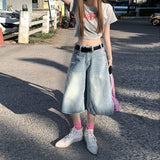 4 Color Retro High-Waisted Loose Broad Leg Pants Spring And Summer Slim Straight Seven-Point Trousers Jeans Women
