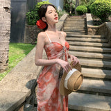 Romantic Flowers 2025 New Temperament Thin Niche High-Grade Tie Dye New Chinese Dress Women's Summer Vacation