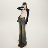 YC& Vintage Wash Nostalgic Hottie Low-Rise Horned Horned Pants Autumn/Winter Relics Jeans Women & Long Pants