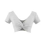 Hottie Sexy V-Neck Umbilly T-Shirt Lady Jazz Dance Sweet Spicy Tight Dance Blouse Short Sleeve T-Shirt