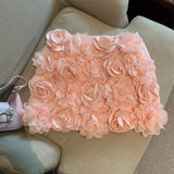 Small Fragrant Style Wearing A Half Dress Female High-Grade Three-Dimensional Rose Flower High Waist Thin A Word Short Skirt 3 Colors