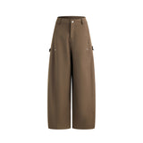 25 Years Of Autumn And Winter New Structuralism High-Waist Loose Baguette Casual Pants Women Brown Curry Trousers