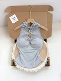 927# Summer New Pure Desire Diamond Chain Hanging Neck Vest Wearing A Niche Sexy All-In-One With Chest Cushions Thin