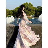 French Romantic Purple Mist Slings Hanging Dress With Bragy Cash To Collect Fishtails Holiday Fairy Dress