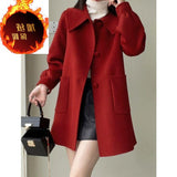 Spring And Autumn Thin 2025 Autumn And Winter New Long Love Buckle Thin Coat Doll Collar This Coat Top Woman