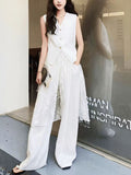 White Temperament Is A Beautiful Vest Suit Women's Summer 2026 New Lace Hoodie T-Shirt Stacked With Wide-Legged Pants Three Sets